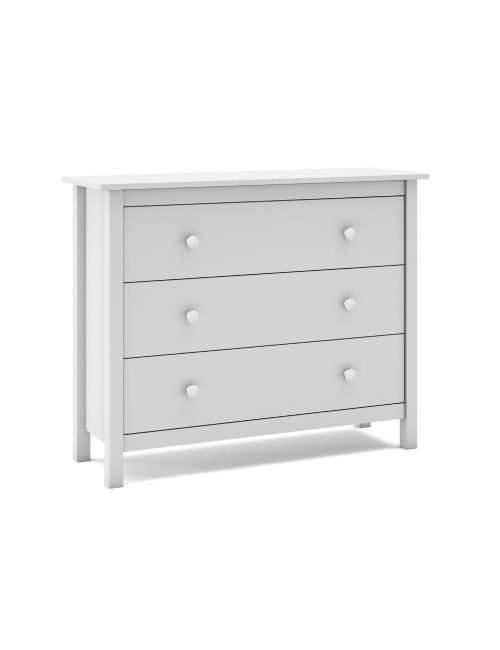 Comò Max 3 cassetti in legno massiccio bianco 100x40x80H