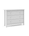 Comò Max 3 cassetti in legno massiccio bianco 100x40x80H