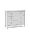 Comò Max 3 cassetti in legno massiccio bianco 100x40x80H