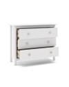 Comò Max 3 cassetti in legno massiccio bianco 100x40x80H