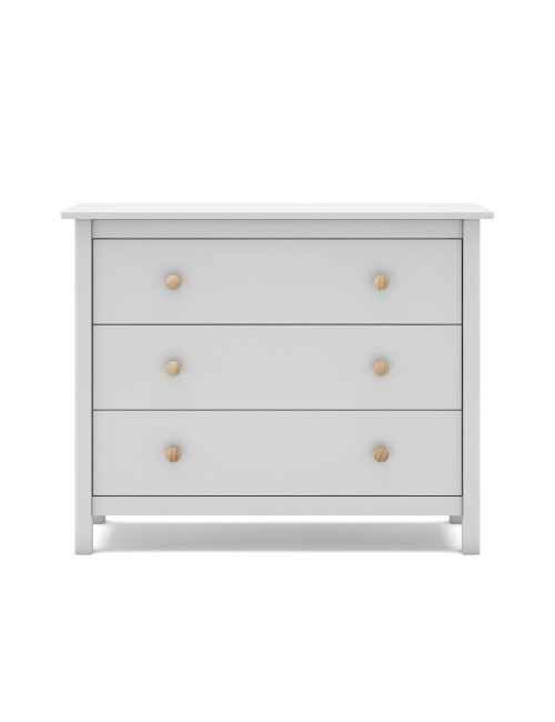 Comò Max 3 cassetti in legno massiccio bianco 100x40x80H