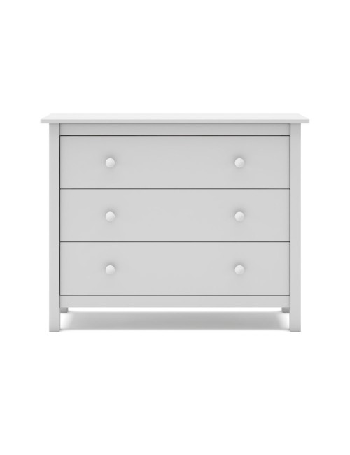 Comò Max 3 cassetti in legno massiccio bianco 100x40x80H