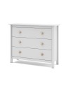 Comò Max 3 cassetti in legno massiccio bianco 100x40x80H