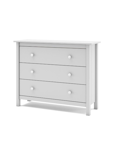 Comò Max 3 cassetti in legno massiccio bianco 100x40x80H
