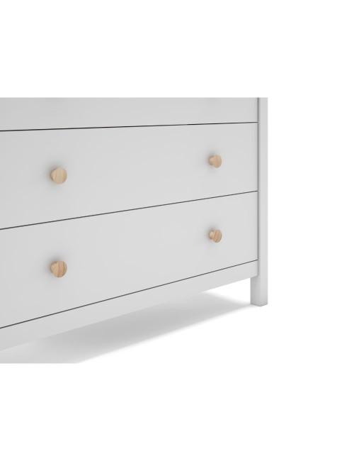 Comò Max 3 cassetti in legno massiccio bianco 100x40x80H