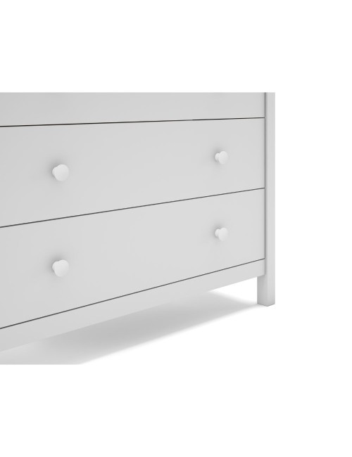 Comò Max 3 cassetti in legno massiccio bianco 100x40x80H