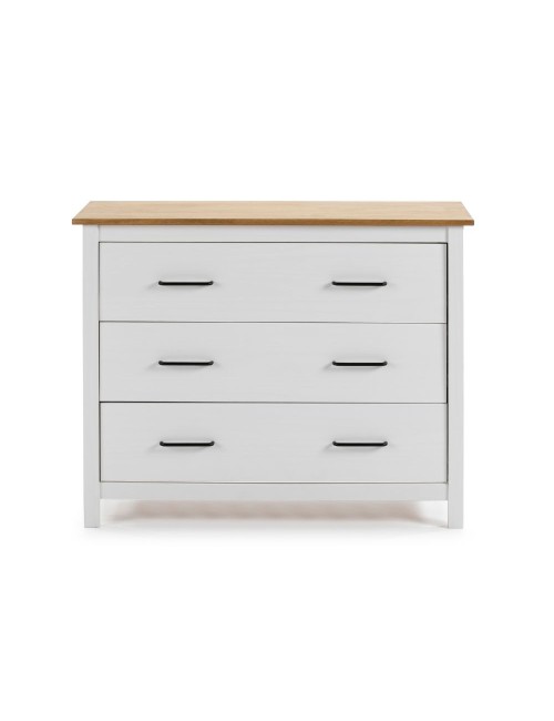 Comò Miranda in legno massiccio bianco e pino 100x40x80H – Stile Elegante e Robusto