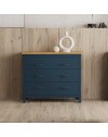Comò Miranda in legno massiccio blu e pino 100x40x80H – Stile Elegante e Robusto