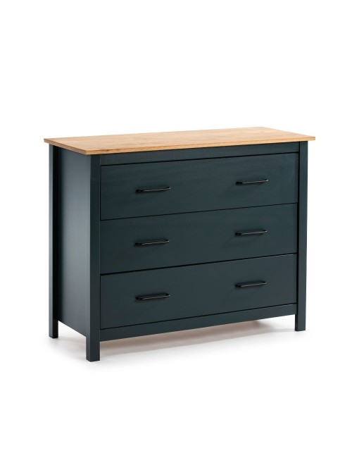 Comò Miranda in legno massiccio blu e pino 100x40x80H – Stile Elegante e Robusto