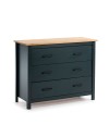 Comò Miranda in legno massiccio blu e pino 100x40x80H – Stile Elegante e Robusto
