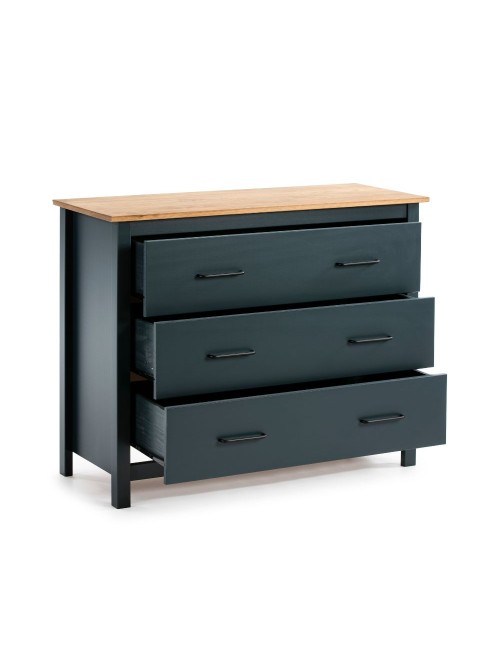 Comò Miranda in legno massiccio blu e pino 100x40x80H – Stile Elegante e Robusto