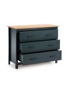 Comò Miranda in legno massiccio blu e pino 100x40x80H – Stile Elegante e Robusto