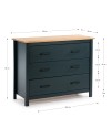 Comò Miranda in legno massiccio blu e pino 100x40x80H – Stile Elegante e Robusto