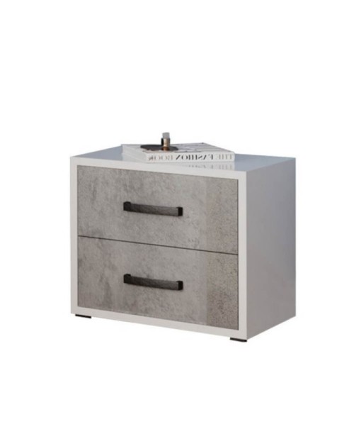Comodino 2 cassetti colore cemento