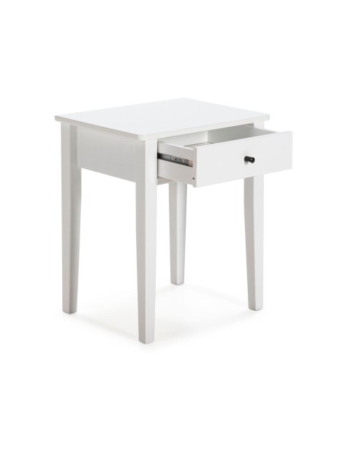 Comodino Bart in legno massiccio bianco e cassetto – Eleganza e funzionalità quotidiana