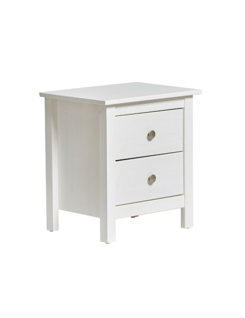 Comodino Berna bianco in legno massiccio e 2 cassetti - Stile intramontabile
