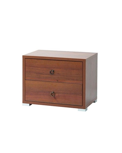 Comodino 2 cassetti MONTATO colore noce antico