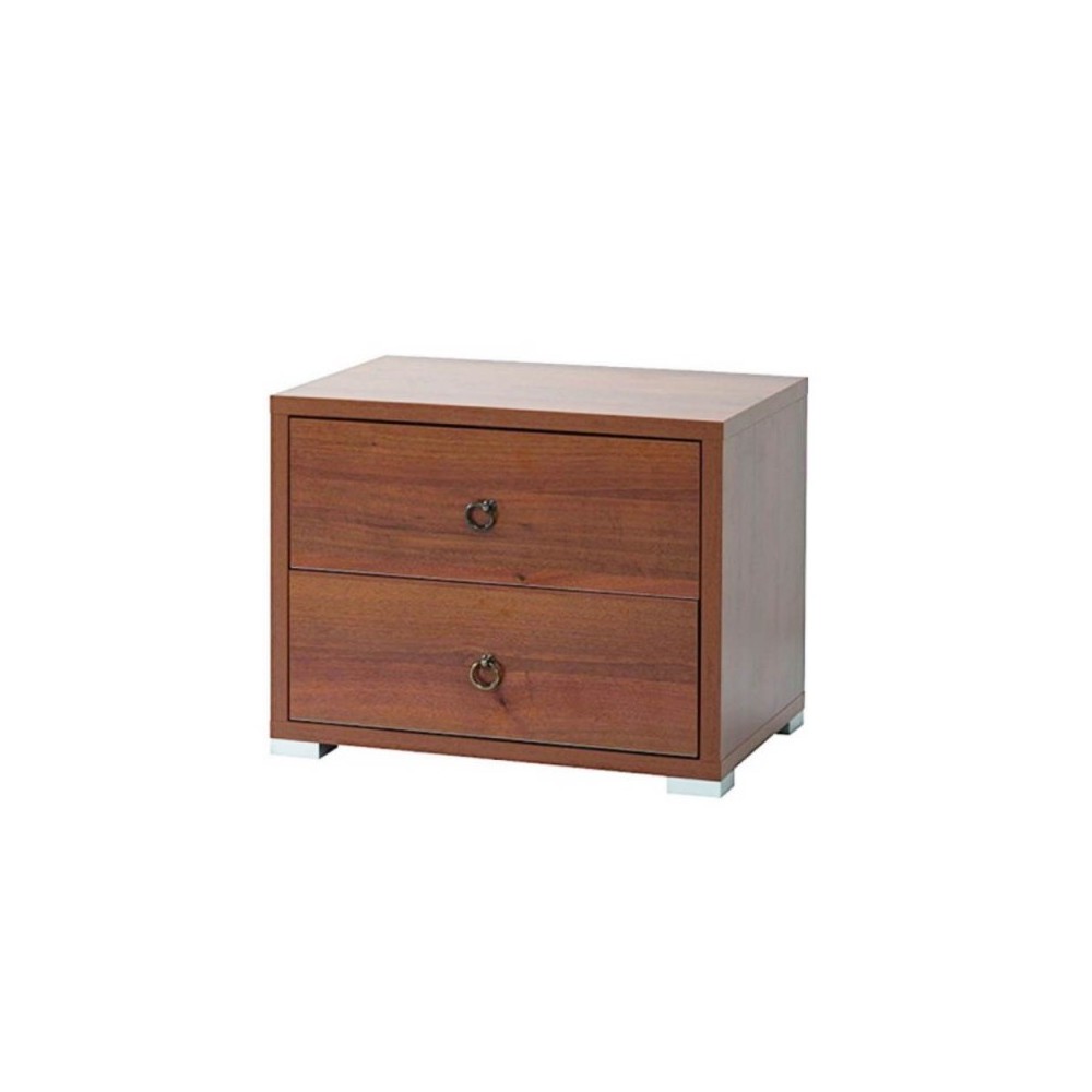 Comodino 2 cassetti MONTATO colore noce antico