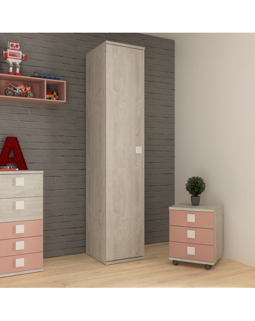 Comodino 3 cassetti 46x46x60h colore bianco consumato