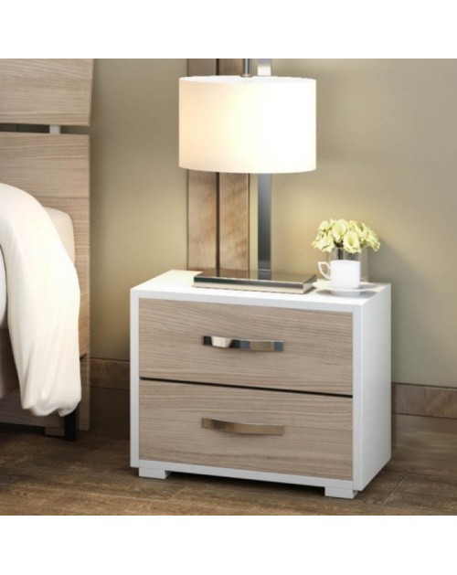 Comodino 2 cassetti MONTATO colore olmo 52x36x43H
