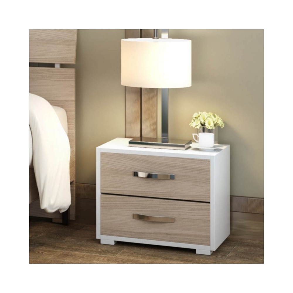 Comodino 2 cassetti MONTATO colore olmo 52x36x43H