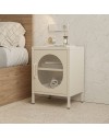 Comodino in metallo Diora crema con anta reticolata – Design industriale, anima versatile