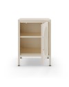 Comodino in metallo Diora crema con anta reticolata – Design industriale, anima versatile