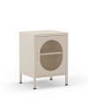 Comodino in metallo Diora crema con anta reticolata – Design industriale, anima versatile