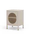 Comodino in metallo Diora crema con anta reticolata – Design industriale, anima versatile