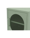 Comodino in metallo Diora verde menta con anta reticolata – Design industriale, anima versatile