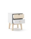 Comodino Estefania in legno con 2 cassetti bianco e pino – stile nordico essenziale