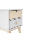 Comodino Estefania in legno con 2 cassetti bianco e pino – stile nordico essenziale