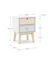 Comodino Estefania in legno con 2 cassetti bianco e pino – stile nordico essenziale