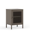 Comodino Fayna in metallo mocha con anta reticolata 40x35x60H – Design industriale
