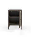 Comodino Fayna in metallo mocha con anta reticolata 40x35x60H – Design industriale