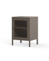 Comodino Fayna in metallo mocha con anta reticolata 40x35x60H – Design industriale