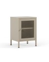 Comodino Fayna in metallo sabbia con anta reticolata 40x35x60H – Design industriale