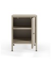 Comodino Fayna in metallo sabbia con anta reticolata 40x35x60H – Design industriale