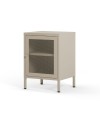 Comodino Fayna in metallo sabbia con anta reticolata 40x35x60H – Design industriale