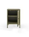 Comodino Fayna in metallo verde con anta reticolata 40x35x60H – Design industriale