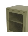 Comodino Fayna in metallo verde con anta reticolata 40x35x60H – Design industriale