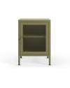Comodino Fayna in metallo verde con anta reticolata 40x35x60H – Design industriale