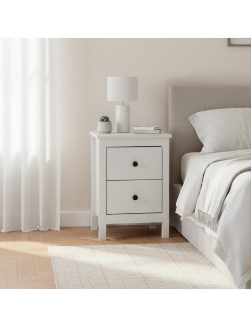 Comodino Karlstad61A con 2 cassetti colore bianco 39x30x54H