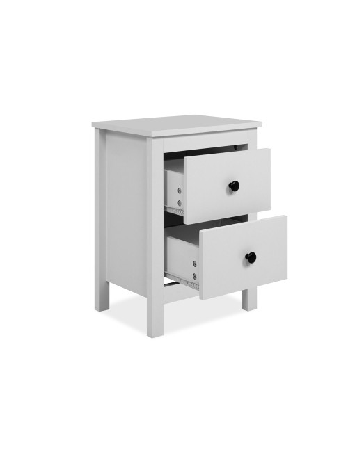 Comodino Karlstad61A con 2 cassetti colore bianco 39x30x54H
