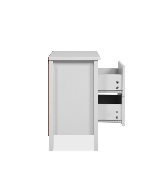 Comodino Karlstad61A con 2 cassetti colore bianco 39x30x54H