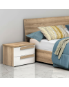 Comodino Melodia 2 cassetti Rovere Caramello e Bianco Lucido – Eleganza Moderna e Funzionalità