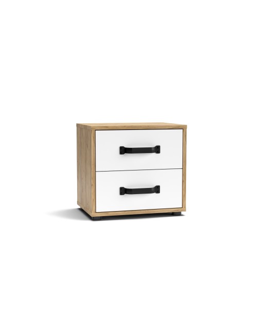 Comodino 2 cassetti rovere bianco Mosso MO1