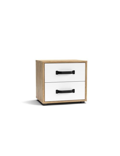 Comodino 2 cassetti rovere bianco Mosso MO1