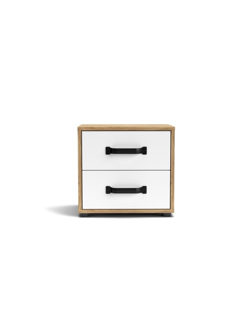 Comodino 2 cassetti rovere bianco Mosso MO1