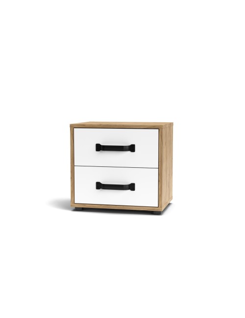Comodino 2 cassetti rovere bianco Mosso MO1